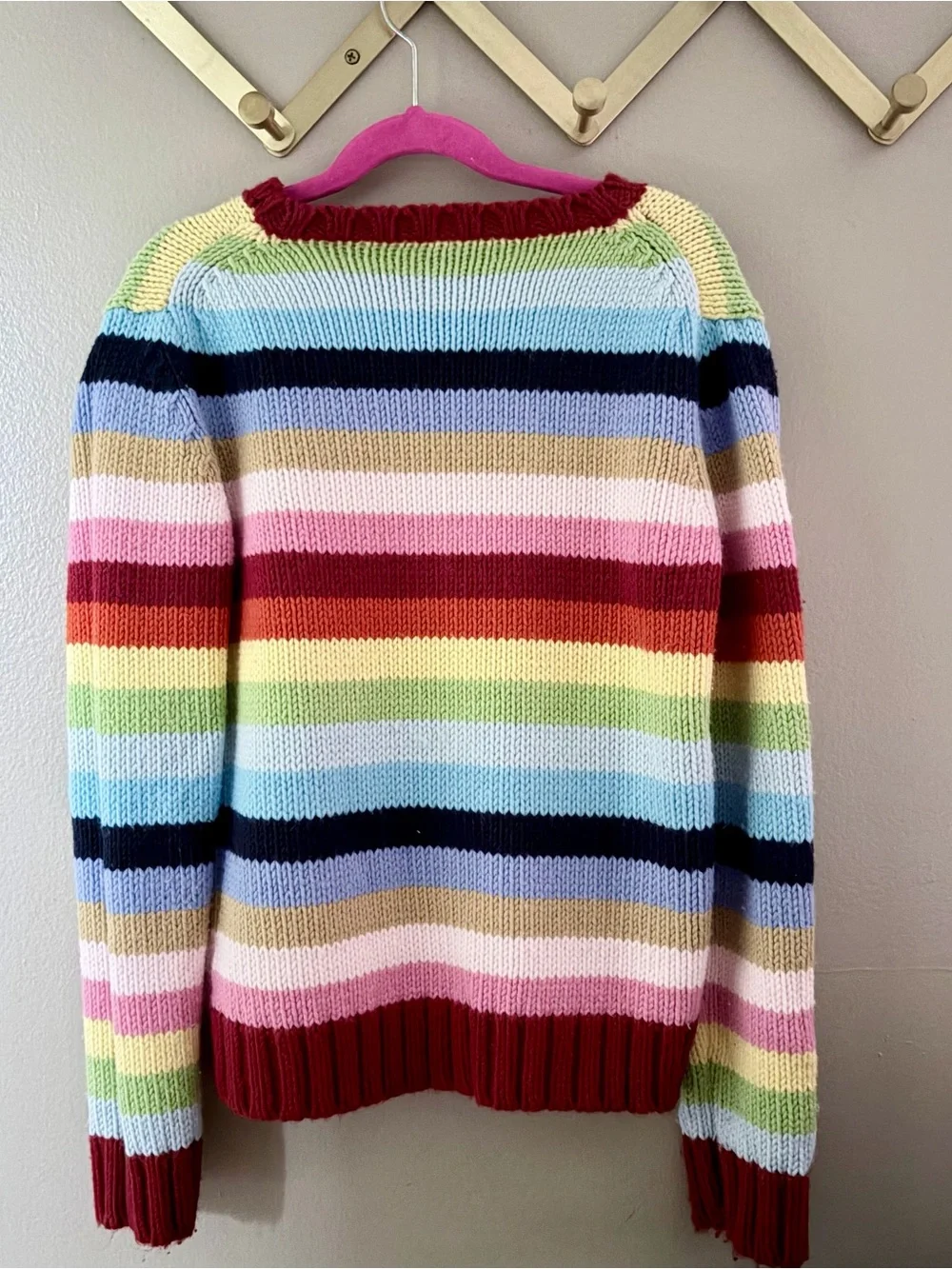 Vintage 2002 GAP Striped Chunky Knit Sweater Kids Large 10 Wool Blend Multicolor